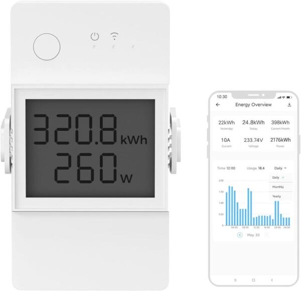 SonOff POWR320D WiFi enerji və güc ölçən cihaz üçün müdafiə 1 output  20 A  220 V