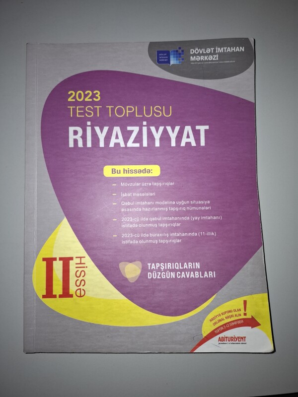 2-ci hissə Riyaziyyat test toplusu 2023 cü il