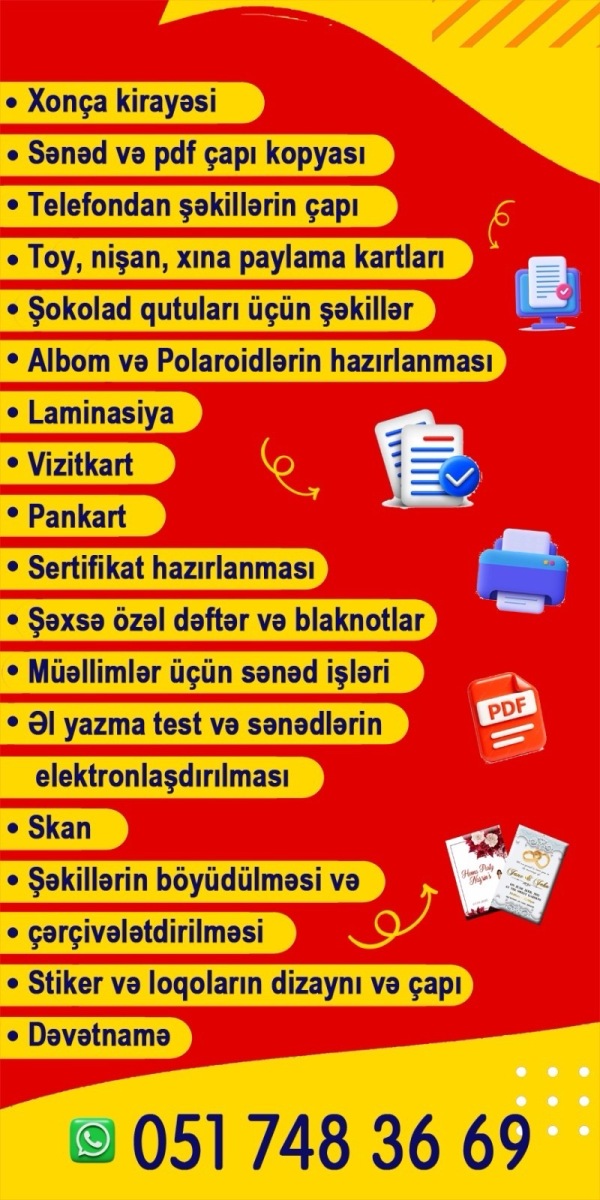 Çap işləri, albom , paylama kartlar