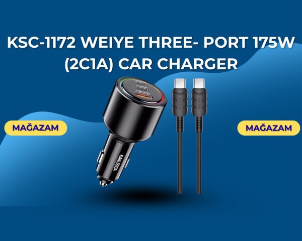 KSC1172 WEIYE three port 175W 2C1A car charger TypeC to TypeC