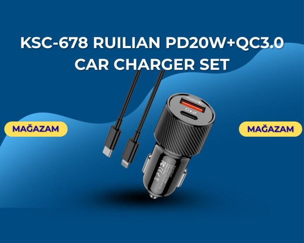 KSC678 RUILIAN PD20WQC30 car charger set TypeC to TypeC