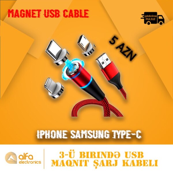 Maqnit USB kabel Apple iPhone Samsung