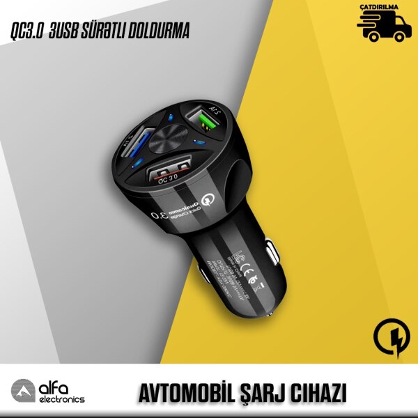 QC30 sürətli doldurma avtomobil şarj cihazı