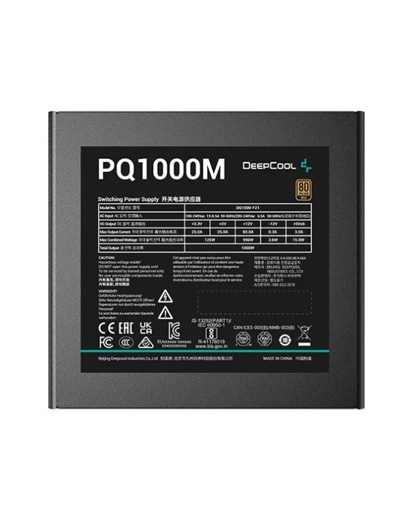 Qida bloku DeepCool PQ1000M 1000W 80 PLUS GOLD Modullar Power Supply