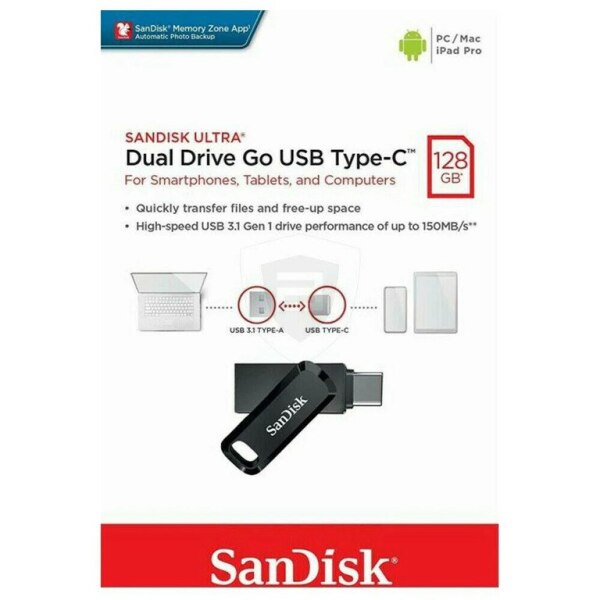 Flaş kart SanDisk 128GB Ultra Dual Drive Go USB TypeC Flash