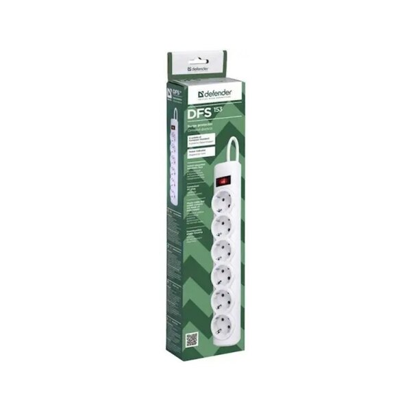 Uzatma kabeli Defender Surge protector DFS 153 3 m white 6 outlets 99490