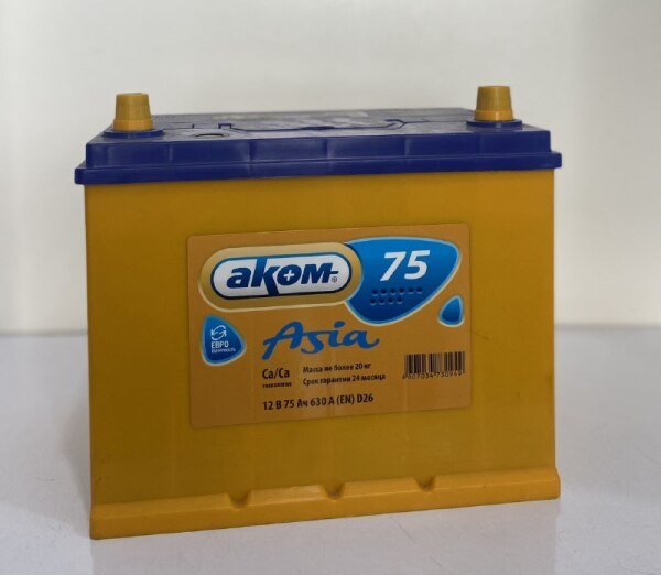 Akkumulyator AKOM 75 ASIA 12V 75Ah 630A