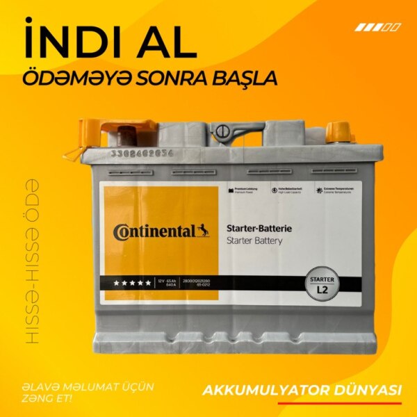 Akkumulyator Continental 12V 65Ah StarterL2