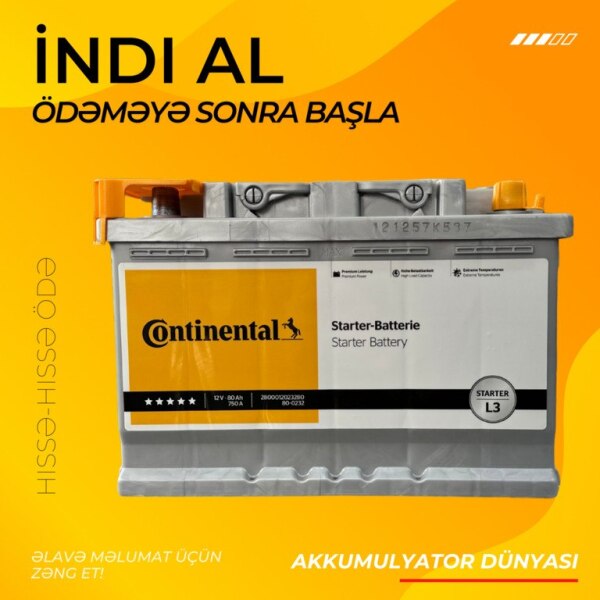 Akkumulyator Continental 12V 80Ah StarterL3
