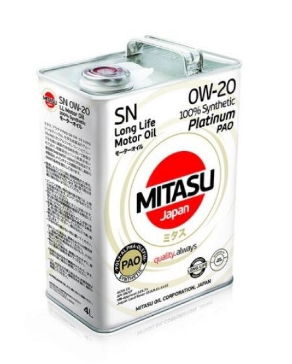 Mühərrik yağı Mitasu Platinum PAO SN 0W20 4L