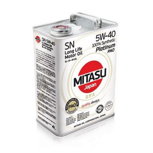 Mühərrik yağı Mitasu Platinum PAO SN 5W40 4L