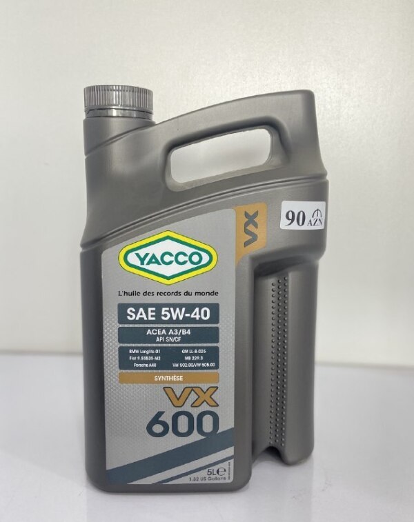 Mühərrik yağı YACCO 600 SAE 5W40 5L