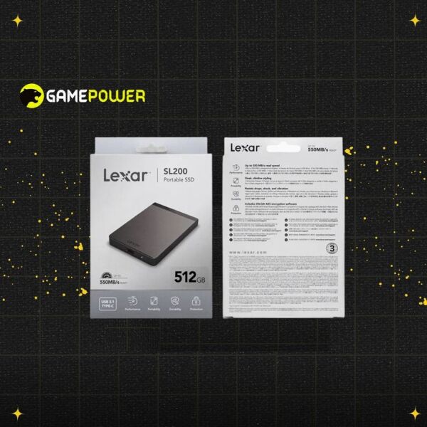 External SSD Lexar SL200 Portable 512GB USB 31 TypeC
