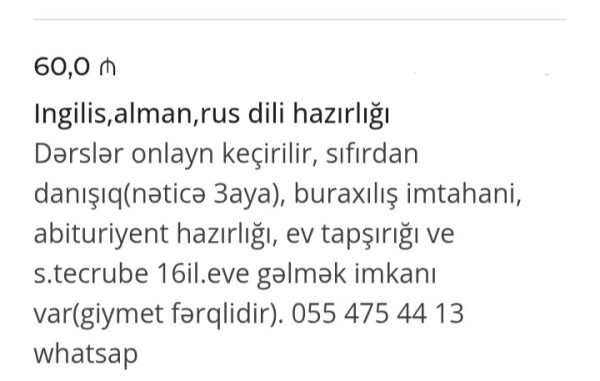Ingilis, alman dili hazırlığı.