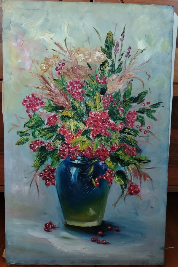 Əl işi vazada gül şəkli