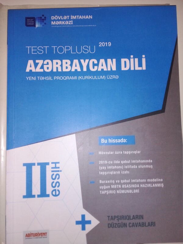 Azərbaycan dili Test toplusu 2019