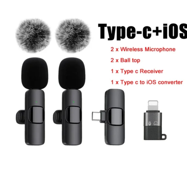 Simsiz Lavalier Mikrofon Dəsti (Type-C + iOS)