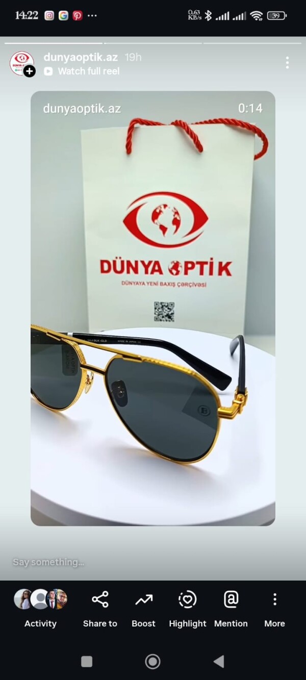 Gün Eynəyi Premum Hblot firmasi