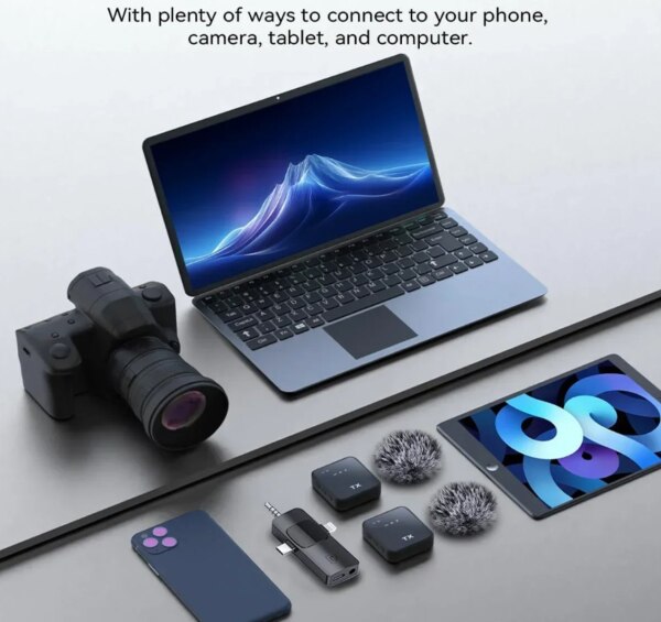 Wireless cüt yaxa mikrofonu 3in1