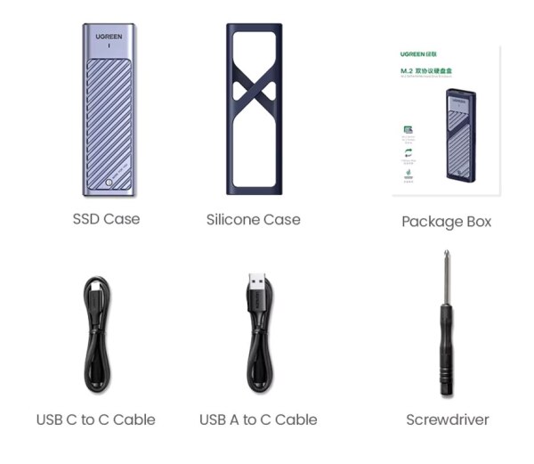 SSD box M2 NvmeSata Ugreen TypeC