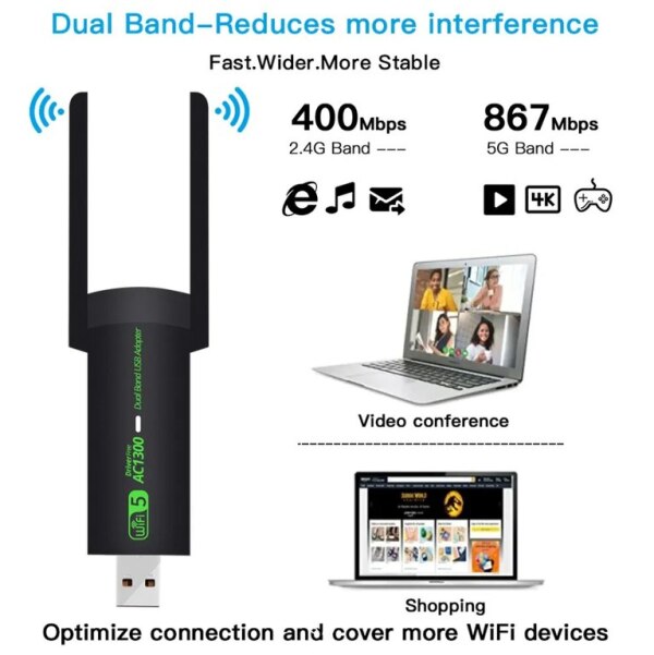 Dongle USB WiFi 5 1300Mb