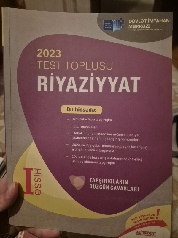 Riyaziyyat test toplusudur tep tezedir ici hec isledilmeyibdi
