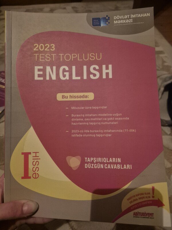 Buda eyniyle ingilis dili test toplusudur hec isledilmeyib alindigi kimi qalib sehifeleri bele acilmayib