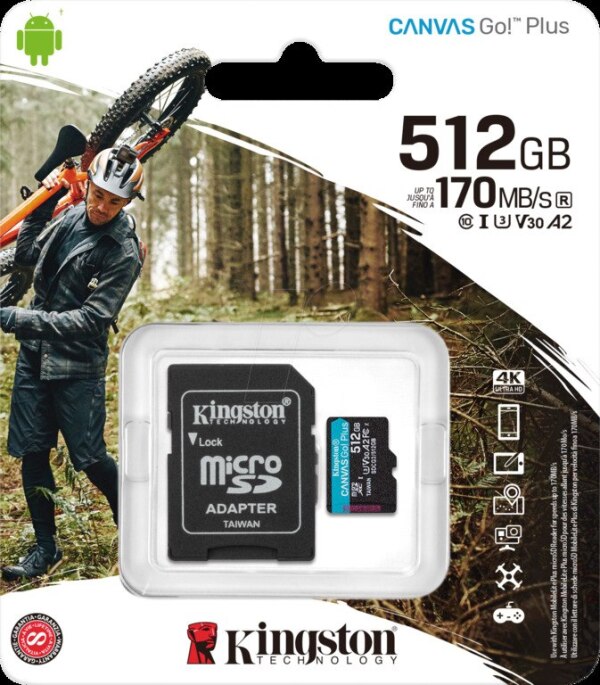 Kingston 512GB microSDXC Canvas Go Plus 170R A2 U3 V30 Card  ADP