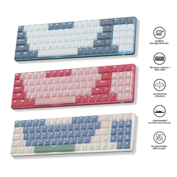 BS8772GW Reddragon 94key low profile keyboard  mouse combo BS8772GW