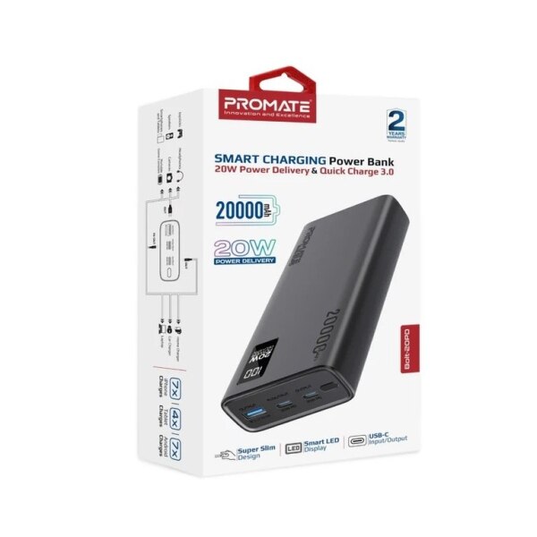 Promate BOLT20PDBLACK Portativ akkumulyator