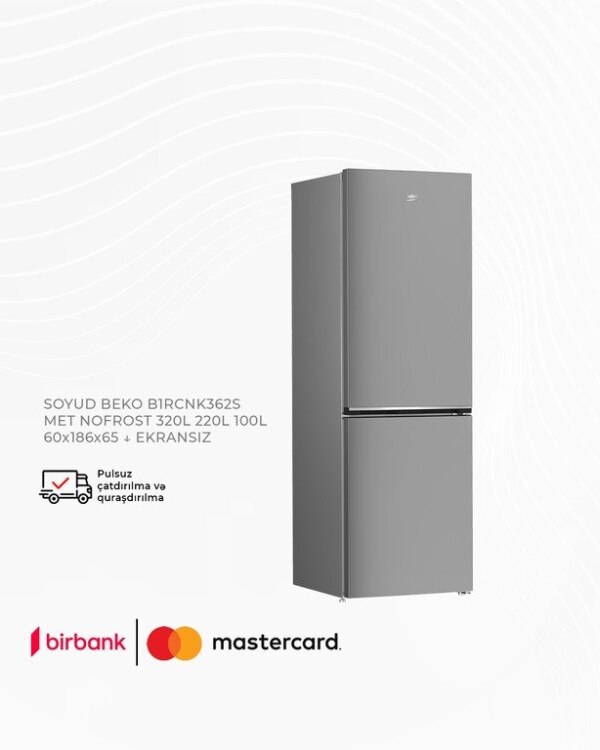 Soyuducu Beko B1RCNK362S Metalik NoFrost 320L