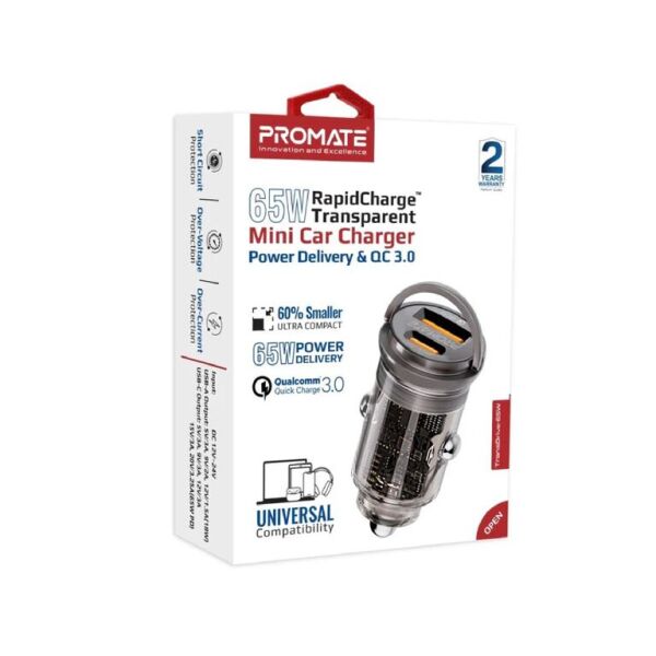 Avtomobil qida adapteri Promate TransDrive65W